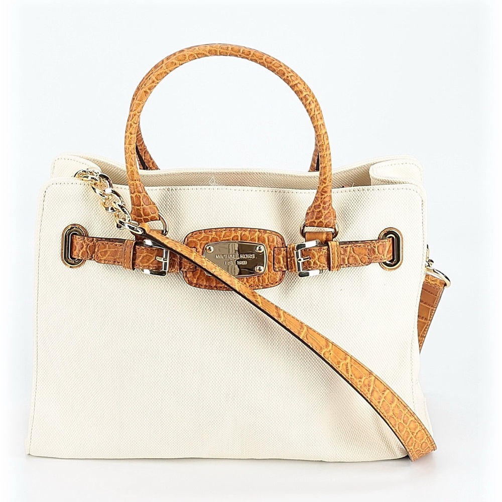 New Michael Kors Hamilton Cream Canvas with Dustbag